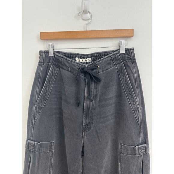 Snacks! By MOTHER The Munchie Ankle Barrel Slouchy Utility Jeans Black - Size 27 - Picture 6 of 12